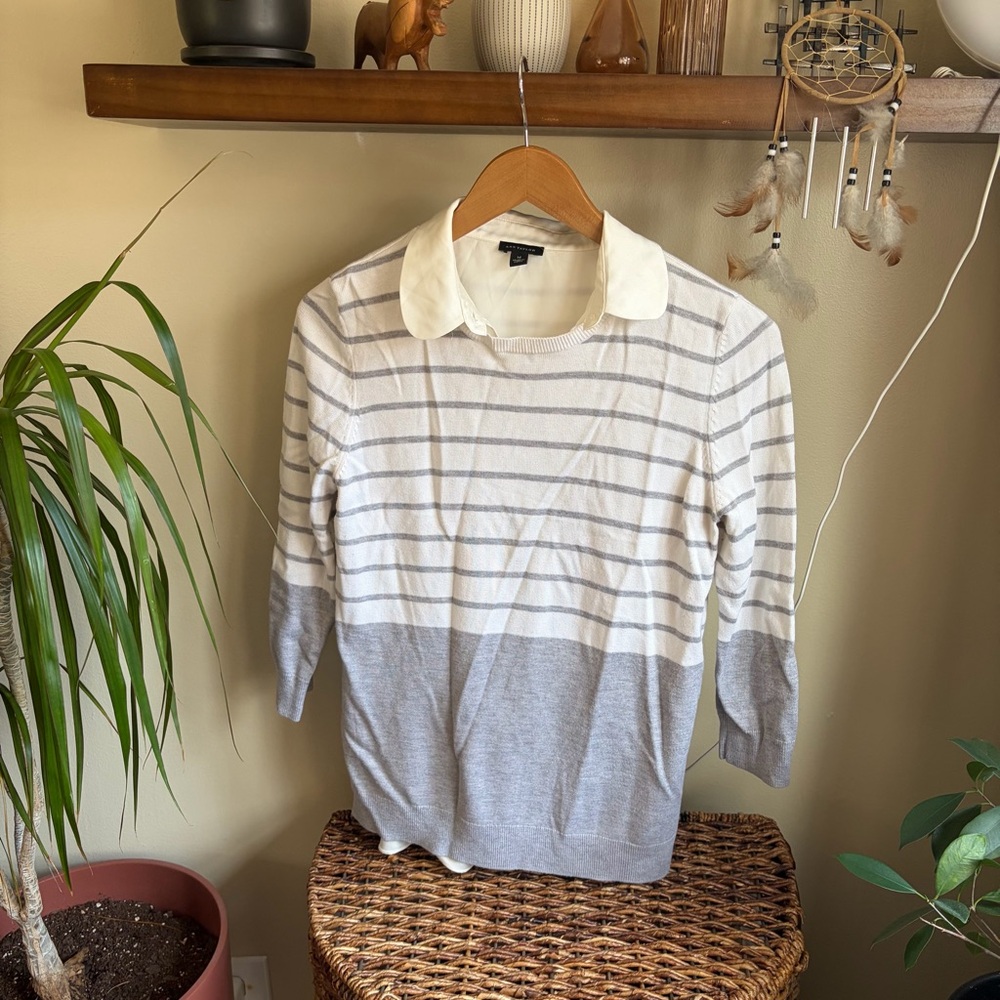 Ann Taylor Wool Blend Sweater with Collar